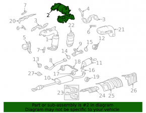 Exhaust manifold rear with catalytic converter Toyota Highlander 08-10 hybrid
