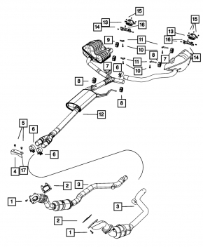 Exhaust pipe with barrel right Chrysler 300 11-14 3.6