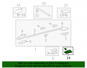 Longitudinal roof rail cover left central Toyota Sequoia 08-16 black