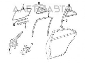 Lexus Hs250h 10-12 rear right triangle door glass