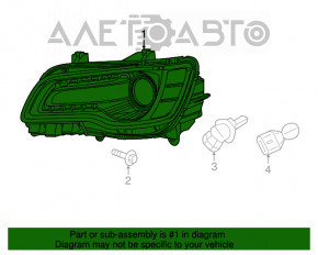 Headlight front right bare Chrysler 300 12-14 dorest halogen light
