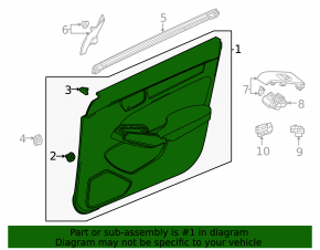 Front right door panel for Honda Civic XI FE/FL 22-24, gray fabric