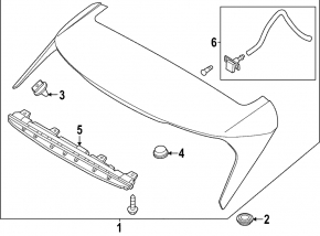 Kia Sportage 23-26 trunk lid spoiler with brake light and washer nozzle