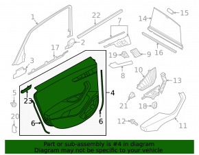 Door trim panel rear right Audi A4 B9 20-25 leather, dark gray with light gray without curtain
