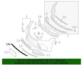 Front bumper lower central molding Mercedes S-class W222 18-20