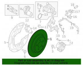 Rear left brake disc Ford Edge 19-24 ventilated