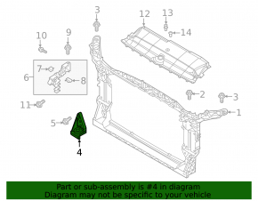 Lower left radiator bracket for Audi A6 C8 19-25 3.0T, plastic