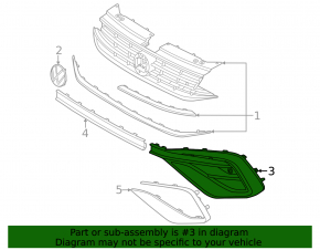 Lower grille front bumper right VW Tiguan 22-24 structure