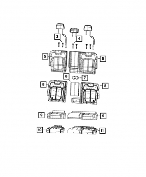 Rear seat armrest, 2nd row, Jeep Grand Cherokee WL 22-25, black leather