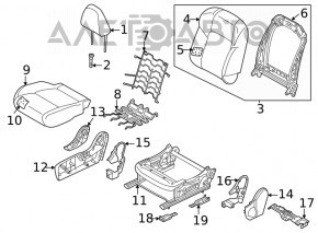 Passenger seat Nissan Rogue 21-22 without airbag, mechanical, cloth black US built