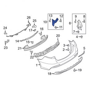 Rear bumper mount left outer Ford Fusion mk5 19-20