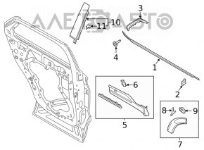 Upper rear right door molding Ford Explorer 20-