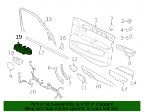 Front left window lift control BMW X1 F48 16-22 without automatic folding mirrors, for seat memory