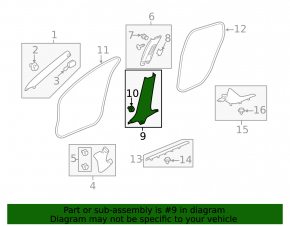 Honda Civic X FC 16-21 4D Black Lower Right Center Pillar Trim