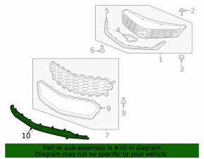 Lower grille of the front bumper Chevrolet Cruze 16-