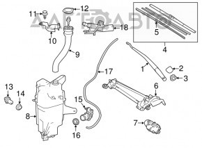 Toyota Rav4 13-18 windshield washer reservoir with filler neck, sensor and cap