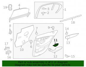 Mercedes C-class W205 15-21 inner rear right door handle, dark gray