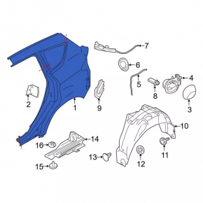 Quarter wing rear left Ford C-max MK2 13-18