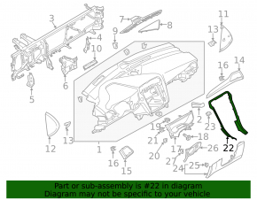 Dashboard cover central Ford Fusion mk5 13-16 graphite