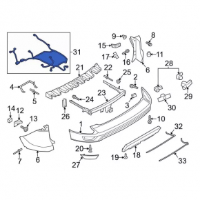 Wiring rear bumper Ford Escape MK3 13-16 prerest, for parking sensors and keyless