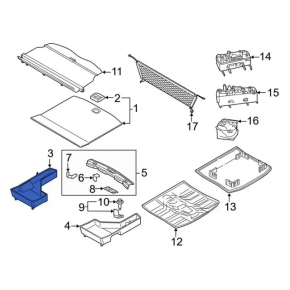 Trunk tray right Ford Edge 15 - foam, dented