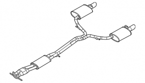 Exhaust line muffler assembly with barrels left right Ford Explorer 16-19 3.5 sport