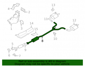 Exhaust line middle part Nissan Altima 19-24 2.5 fwd