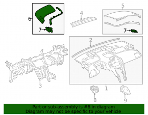 Left dashboard cover for Chevrolet Volt 11-15 black