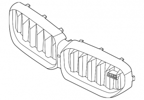 Radiator grille BMW 5 G30 17-23 2021-23. upper grille, chrome, with night vision, 2021-22. upper grille, chrome, with night vision