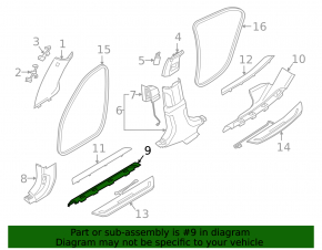 Inner door sill trim, front right, BMW 7 Series G11 G12 16-22, black