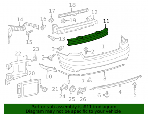 VW Passat b8 16-19 USA rear bumper absorber dented