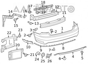 VW Passat b8 16-19 USA rear bumper absorber dented