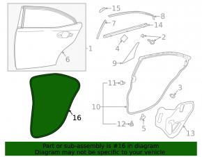 Rear left door seal for Lexus IS 14-20
