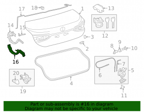 Right trunk lid hinge trim for Lexus ES 19-22 with electric drive
