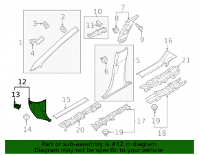 Nissan Ariya 23-25 black lower right front pillar trim