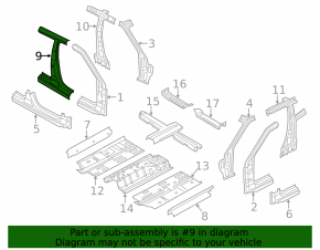 Body pillar central right Hyundai Veloster 12-17 without sunroof