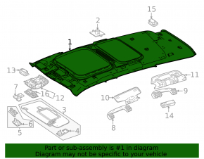 Mercedes X247 GLB 20-26 black headliner with panoramic view