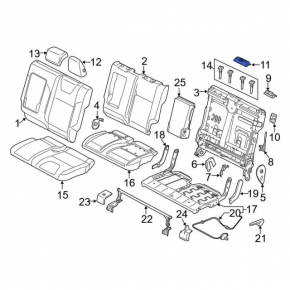 Rear seat trim, left, 2nd row, right, Ford C-max MK2 13-18, black