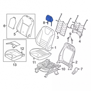 Ford C-max MK2 17 driver's seat headrest - gray leather