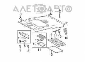 Beige headliner for Toyota Solara 2004-2008, under the sunroof