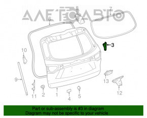 Left tailgate bumper Toyota Highlander 14-19 on the door