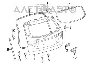 Left tailgate bumper Toyota Highlander 14-19 on the door