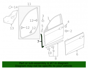 Front left door seal Honda Insight 19-22 front
