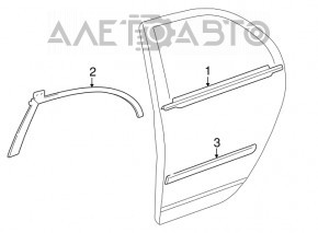 Molding door-glass central rear left Toyota Corolla e12 02-06 5d 4d