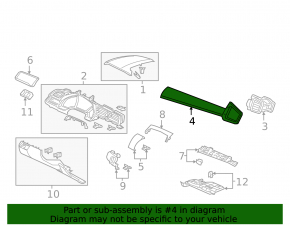 Front panel trim right Honda Civic X FC 16-21 gray, chrome, with deflector