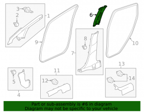 Center pillar trim upper belt left Honda HR-V 16-22 ser