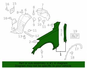 Front right fender Infiniti QX50 14-17