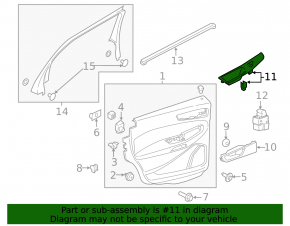 Front left window lift control trim Ford Edge 15 - gloss