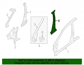 Body pillar central right Nissan Sentra 13-19