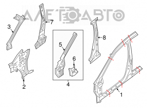 Body pillar central right Nissan Sentra 13-19